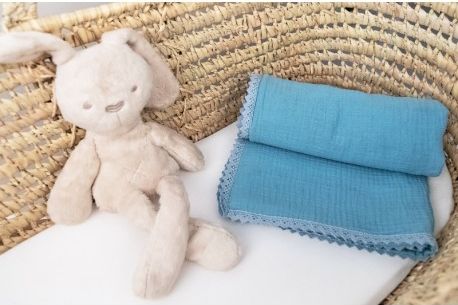 Baby Nellys Luxusní jednovrstvá mušelínová dětská deka, 75 x 100 cm, modrá - obrázek 1