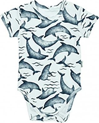 Kojenecké bavlněné body s krátkým rukávem Nicol Dolphin, Modrá, 68 (4-6m) - obrázek 1