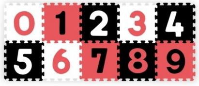 BabyOno Pěnové puzzle - Čísla, 10ks, černá/červená/bílá - obrázek 1
