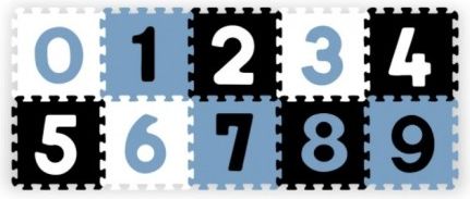 BabyOno Pěnové puzzle - Čísla, 10ks, černá/modrá/bílá - obrázek 1