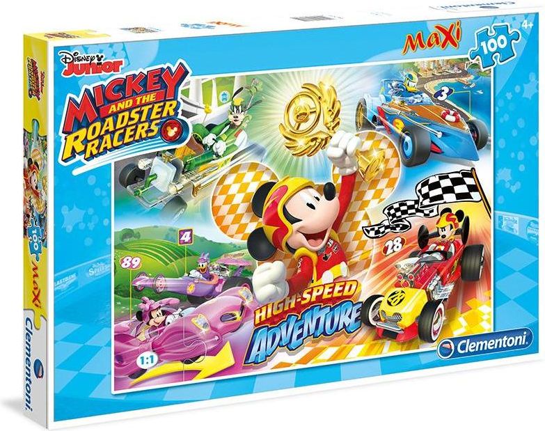 Clementoni - Puzzle Maxi 100, Mickey závodník - obrázek 1