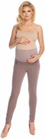 Be MaaMaa Těhotenské, kalhoty s pružným pásem - cappucino, Velikosti těh. moda XXL/XXXL - obrázek 1
