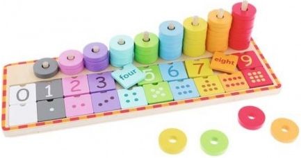 Trefl Dřevěná hračka, počítadlo s anglickými čísly a žetóny - obrázek 1