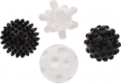 Sada senzorických hraček Akuku balónky 4ks 6 cm černobílé, Dle obrázku - obrázek 1