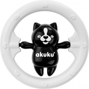 Chrastítko Akuku medvídek černobílý, Bílá - obrázek 1