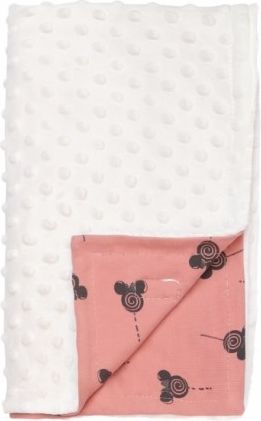 Mamatti Dětská oboustranná bavlněná deka s minky 75 x 90 cm, New minnie, pudrová - obrázek 1