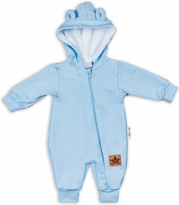 Baby Nellys Teplákový overal s kapucí Teddy - sv. modrý, Velikost koj. oblečení 56 (1-2m) - obrázek 1