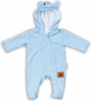 Baby Nellys Kojenecký teplákový overal s kapucí Teddy - sv. modrý, Velikost koj. oblečení 56 (1-2m) - obrázek 1