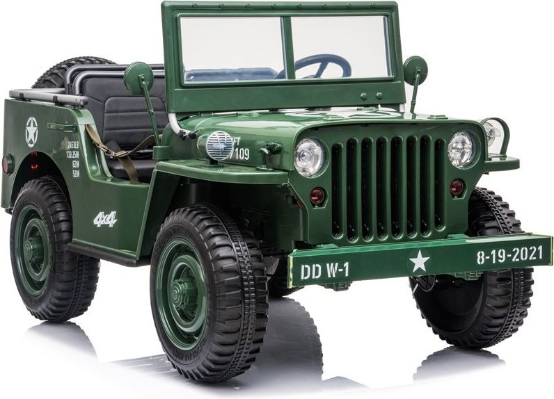 Dětský elektrický vojenský jeep willys 4x4 - zelený - obrázek 1