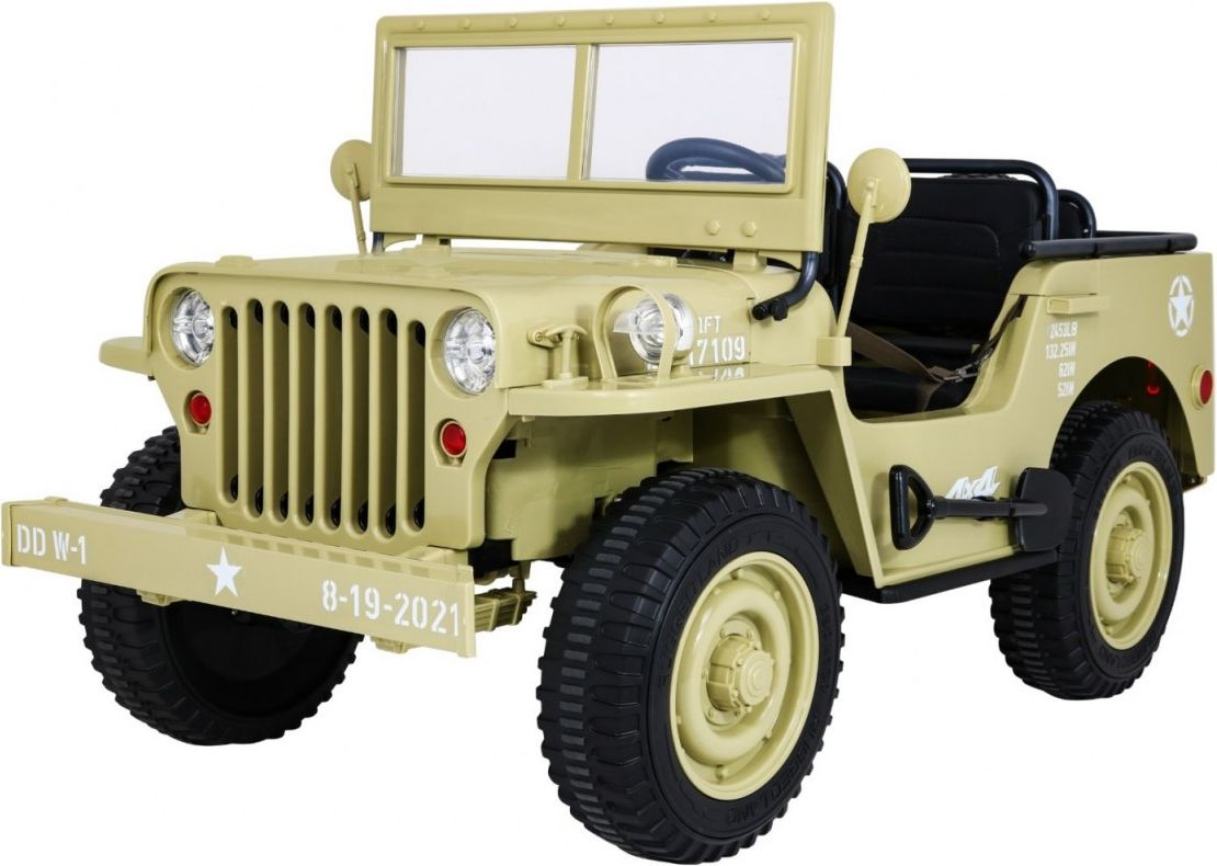 Dětský elektrický vojenský jeep willys 4x4 - zelený - obrázek 3
