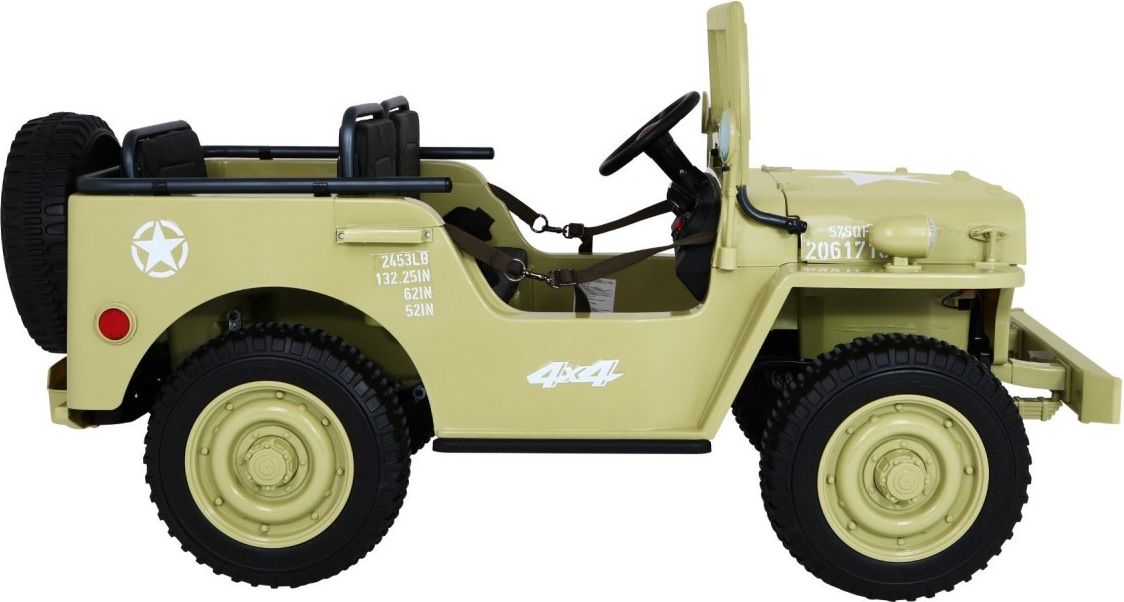 Dětský elektrický vojenský jeep willys 4x4 - zelený - obrázek 7