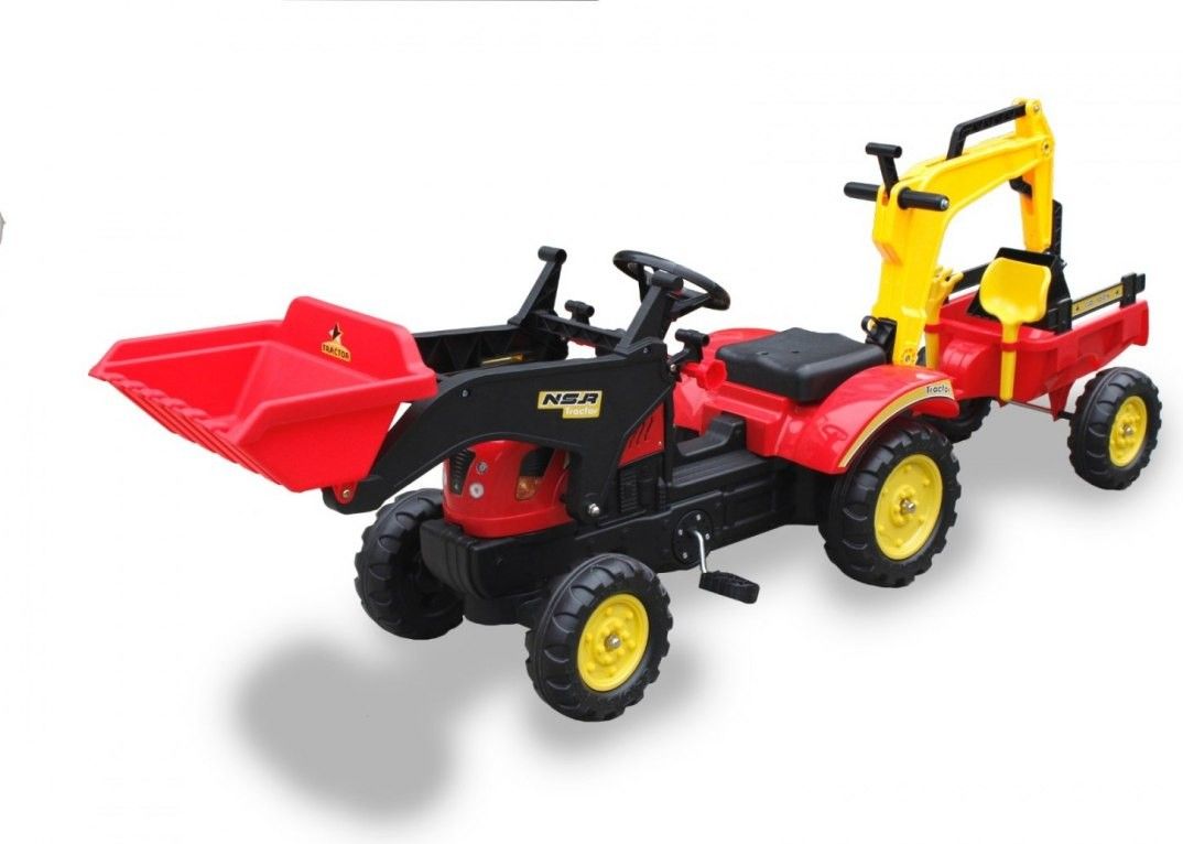 Tomido Šlapací traktor s nakladačem, rypadlem a vlečkou - obrázek 1