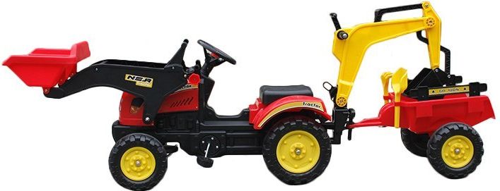 Tomido Šlapací traktor s nakladačem, rypadlem a vlečkou - obrázek 3