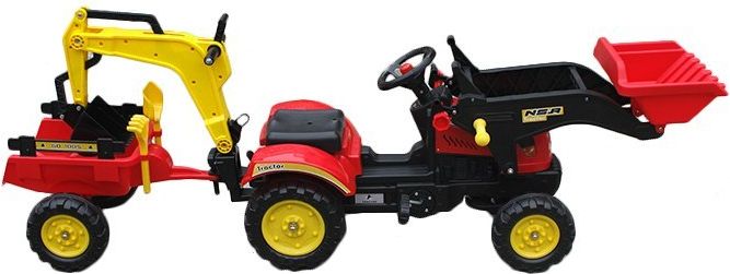 Tomido Šlapací traktor s nakladačem, rypadlem a vlečkou - obrázek 6