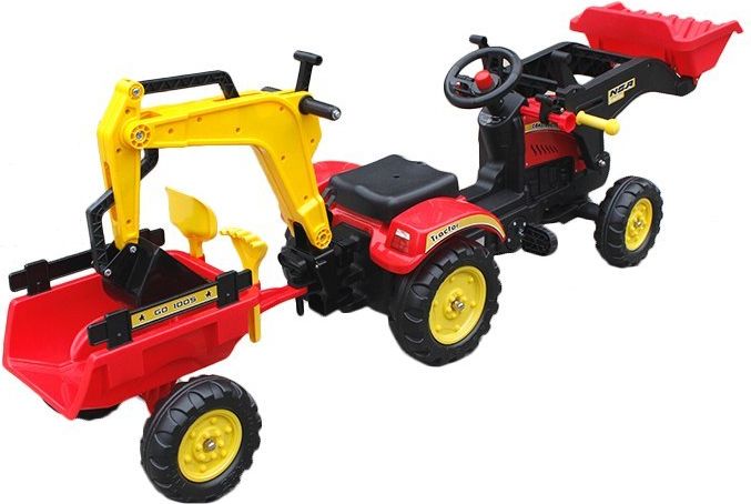 Tomido Šlapací traktor s nakladačem, rypadlem a vlečkou - obrázek 7