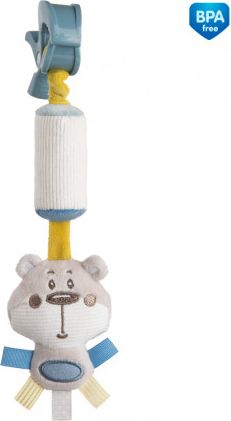Plyšová hračka na kočárek se zvonečkem a klipsem Canpol babies modrý medvídek 68/066 - obrázek 1