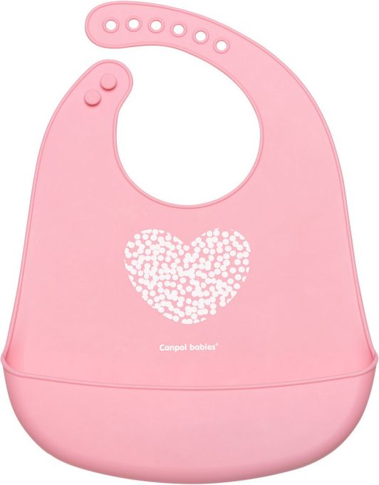 Dětský bryndák s kapsou Canpol babies silikonový PASTELS růžový - obrázek 1