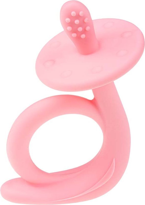 Akuku Dětské silikonové kousátko Šneček růžové Silikon 9,5 x 7 x 5 cm - obrázek 1