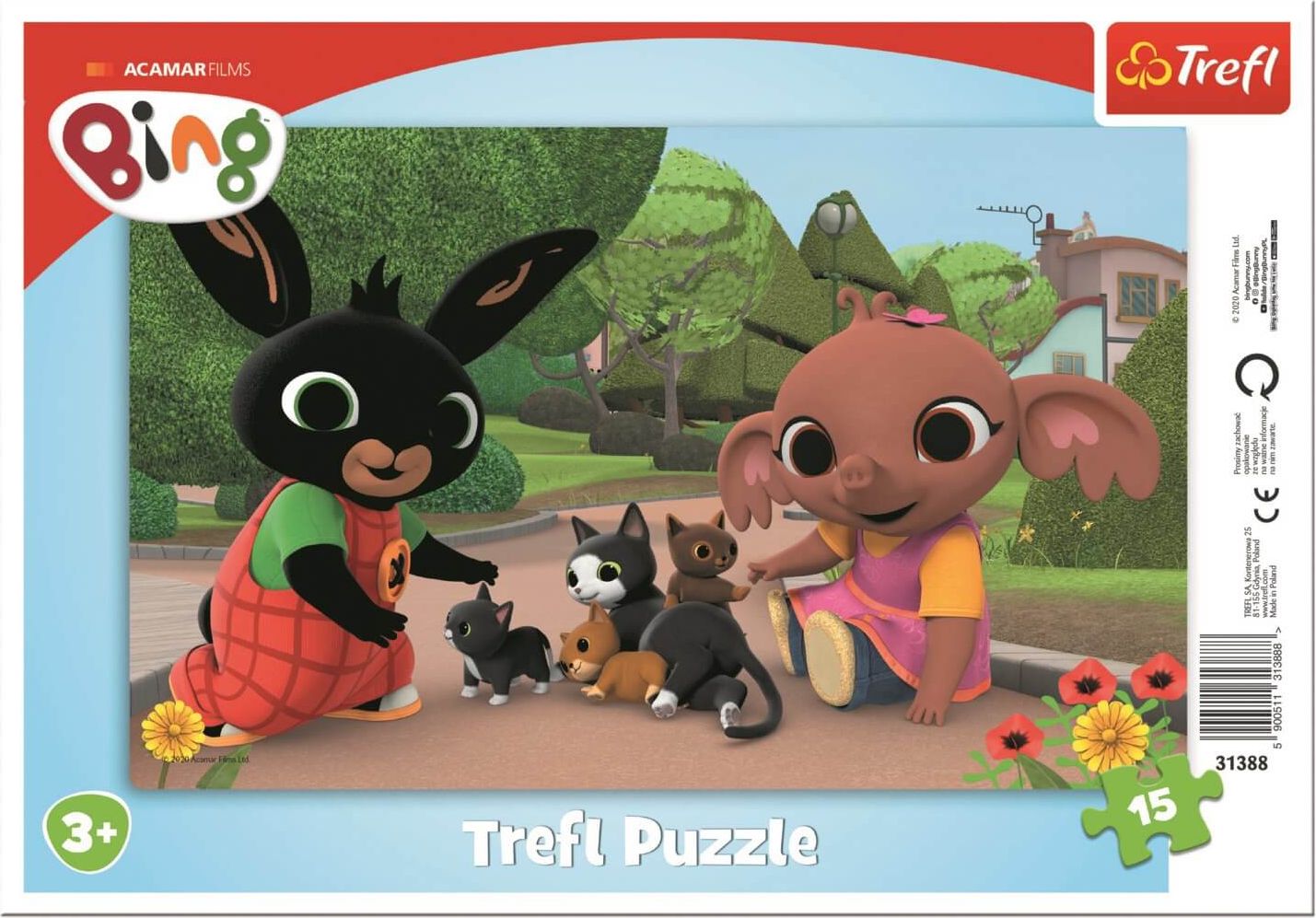 TREFL Puzzle Králíček Bing Hra s koťaty papír, 15 dílků - obrázek 1