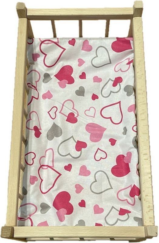 SDS Matrace do postýlky pro panenky Srdíčka šedorůžová Bavlna/Polyester, 50x28 cm - obrázek 1