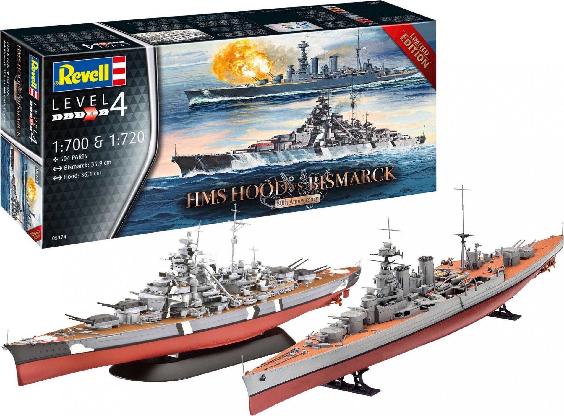 REVELL Plastic ModelKit lodě Limited Edition 05174 - Battle Set HMS HOOD vs. BISMARCK - 80th Anniversary (1:700) - obrázek 1
