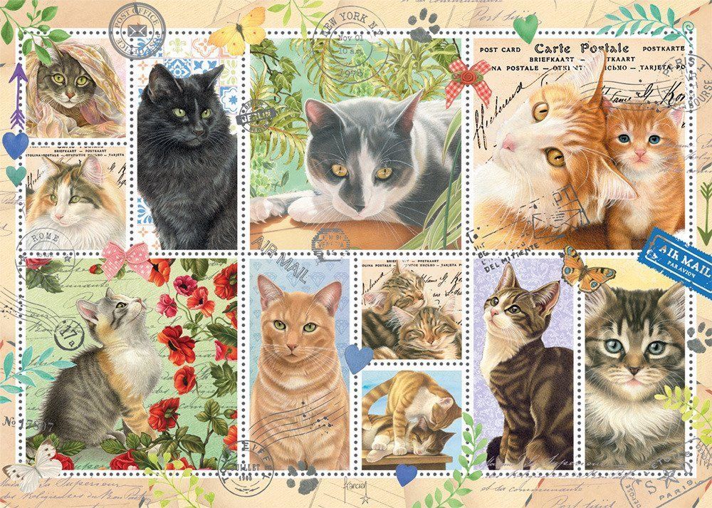 JUMBO Puzzle Kočičí známky 1000 dílků - obrázek 1
