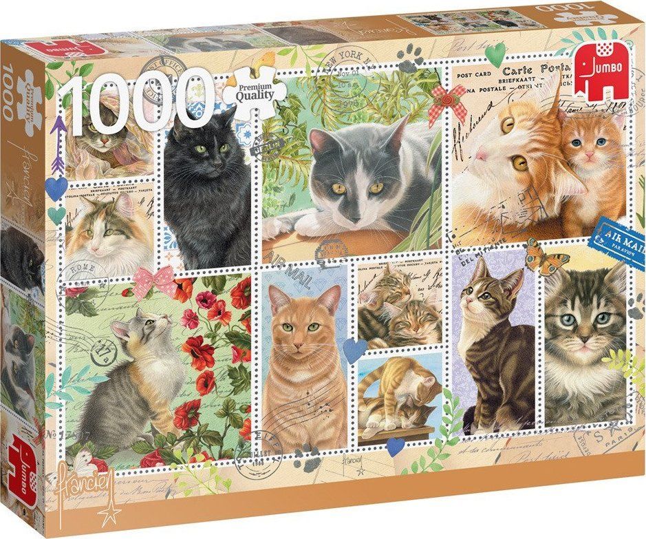 JUMBO Puzzle Kočičí známky 1000 dílků - obrázek 2