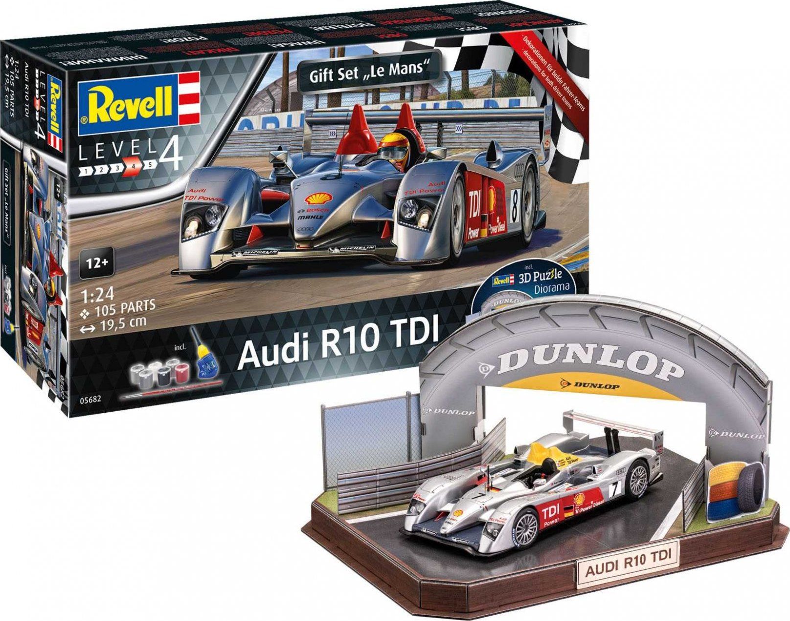 REVELL Gift-Set diorama 05682 - Audi R10 TDI + 3D Puzzle (LeMans Racetrack) (1:24) - obrázek 1