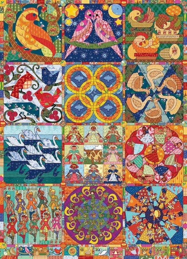 COBBLE HILL Puzzle Dvanáct dní vánoční deky 1000 dílků - obrázek 1