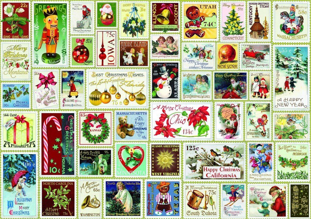 BLUEBIRD Puzzle Vánoční známky 1000 dílků - obrázek 1