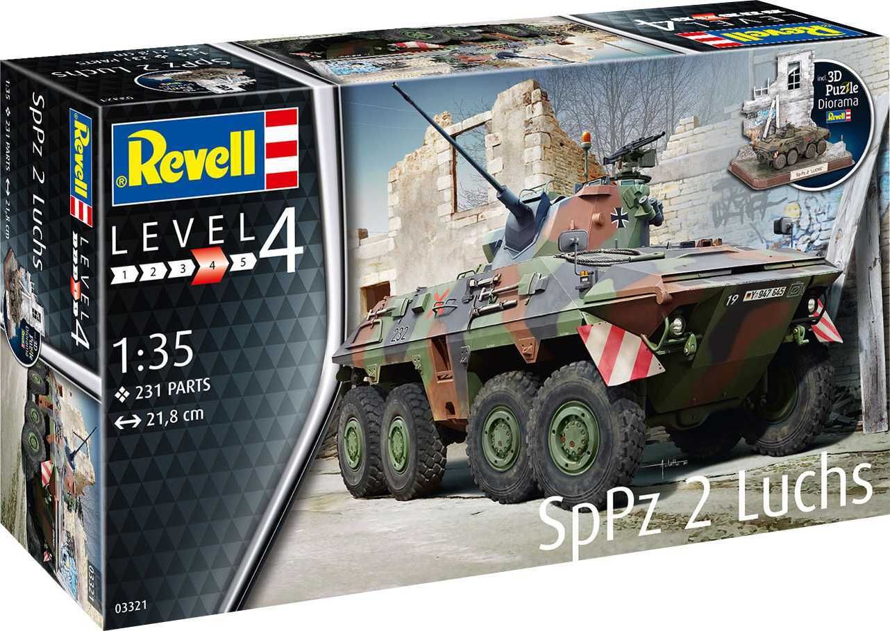 REVELL Plastic ModelKit tank 03321 - SpPz2 Luchs + 3D Puzzle diorama (1:35) - obrázek 1