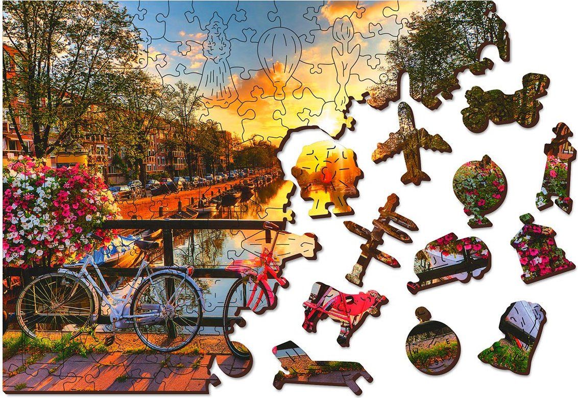 WOODEN CITY Dřevěné puzzle Kola v Amsterdamu 2v1, 150 dílků EKO - obrázek 4