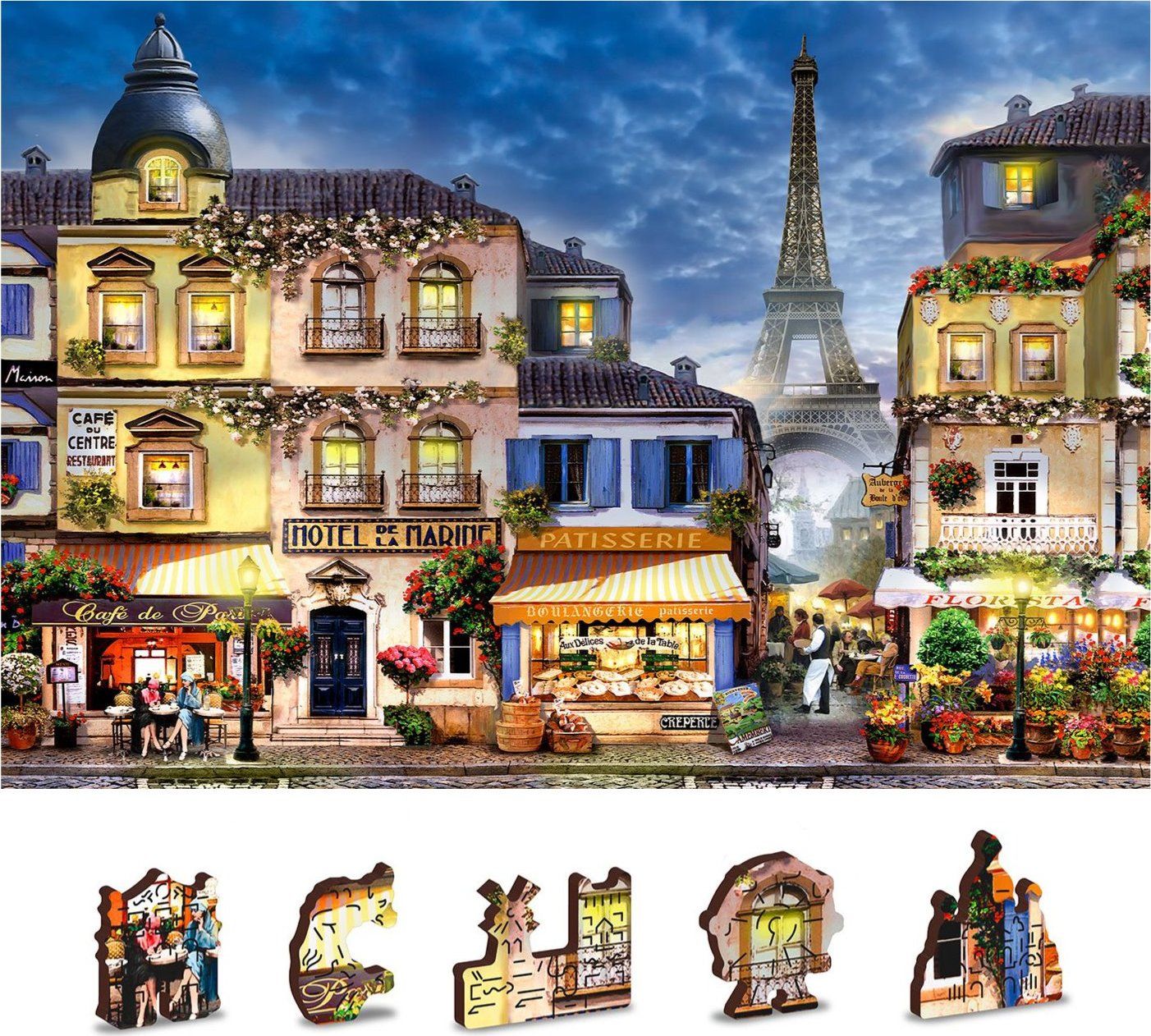 WOODEN CITY Dřevěné puzzle Snídaně v Paříži 2v1, 150 dílků EKO - obrázek 1