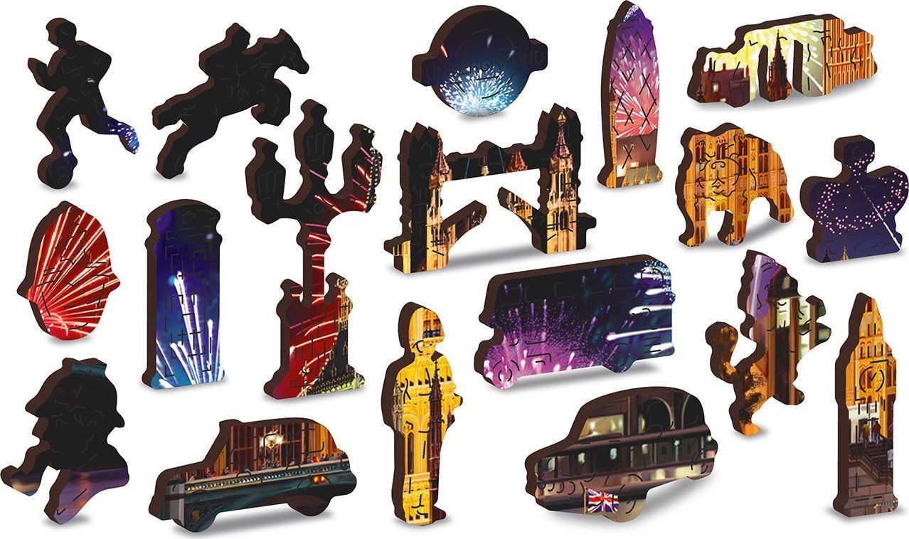 WOODEN CITY Dřevěné puzzle Noční Londýn 2v1, 150 dílků EKO - obrázek 4