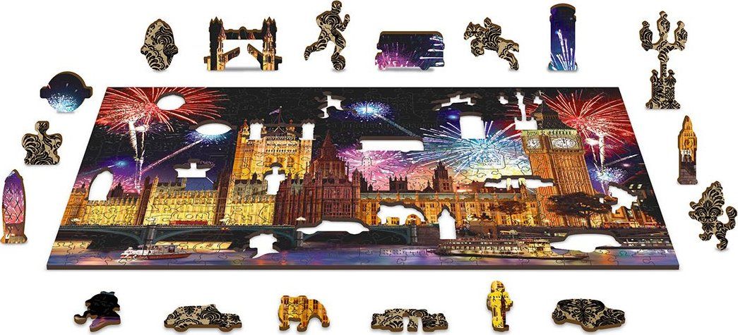WOODEN CITY Dřevěné puzzle Noční Londýn 2v1, 150 dílků EKO - obrázek 7