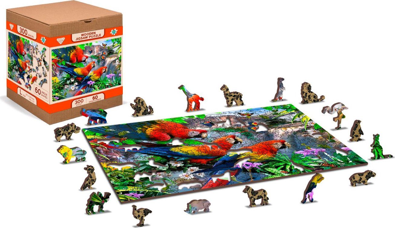 WOODEN CITY Dřevěné puzzle Ostrov papoušků 2v1, 150 dílků EKO - obrázek 8