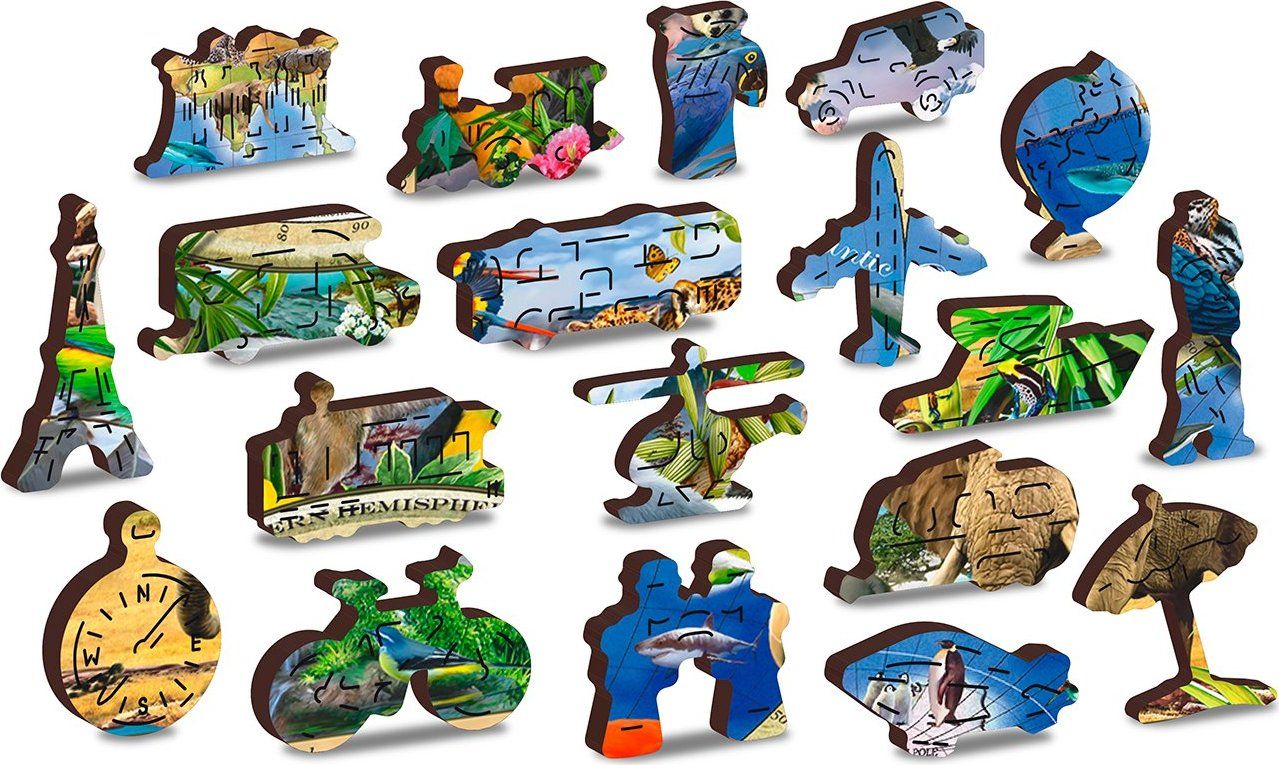 WOODEN CITY Dřevěné puzzle Mapa Království zvířat 2v1, 150 dílků EKO - obrázek 5