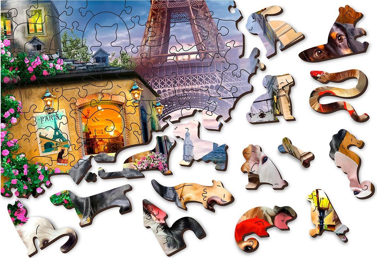 WOODEN CITY Dřevěné puzzle Štěňata v Paříži 2v1, 150 dílků EKO - obrázek 4