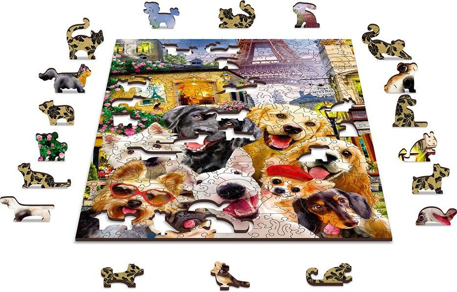 WOODEN CITY Dřevěné puzzle Štěňata v Paříži 2v1, 150 dílků EKO - obrázek 7