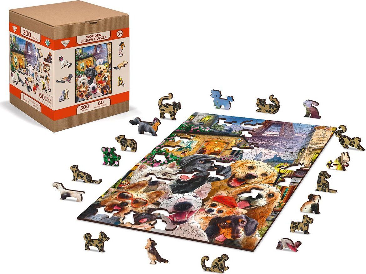 WOODEN CITY Dřevěné puzzle Štěňata v Paříži 2v1, 150 dílků EKO - obrázek 8