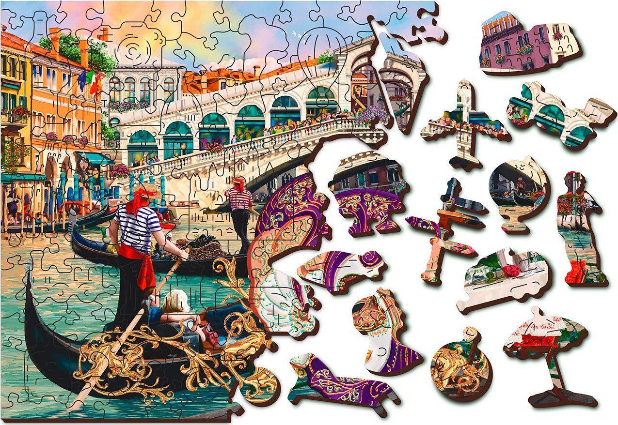 WOODEN CITY Dřevěné puzzle Benátský karneval 2v1, 150 dílků EKO - obrázek 4