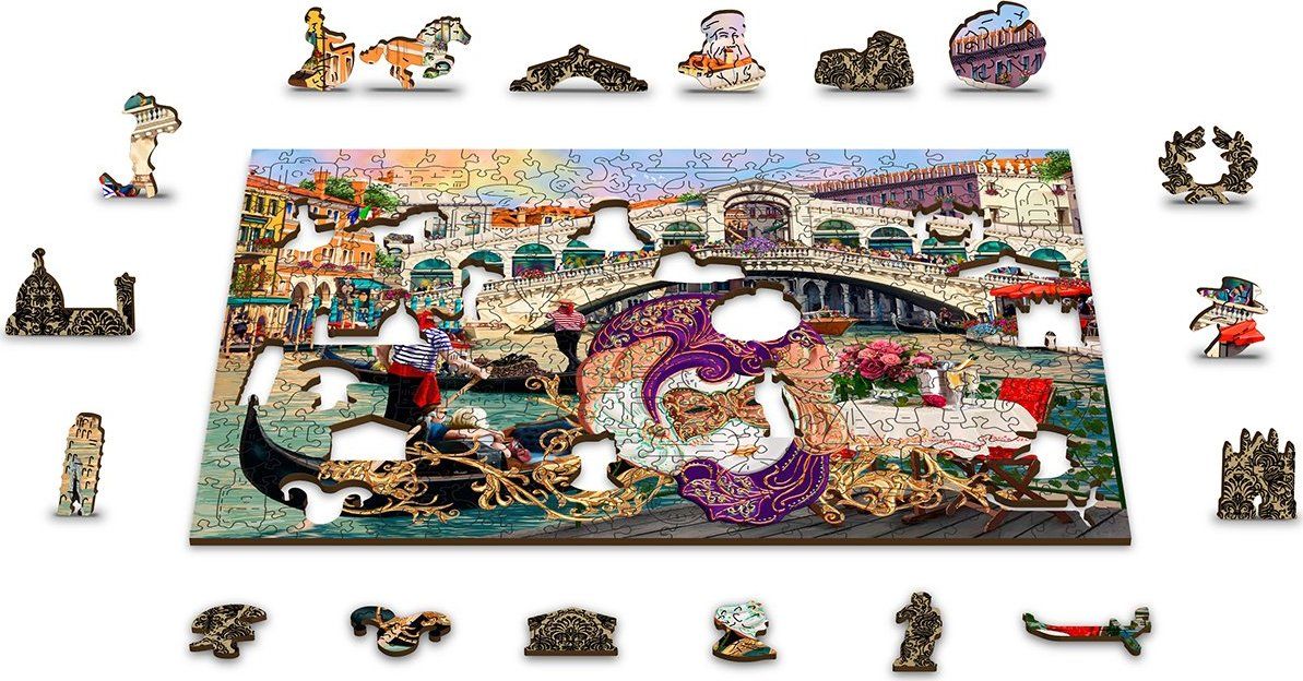 WOODEN CITY Dřevěné puzzle Benátský karneval 2v1, 150 dílků EKO - obrázek 7