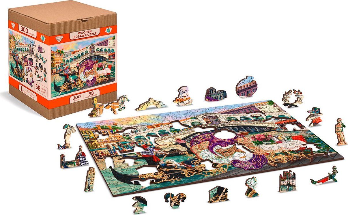 WOODEN CITY Dřevěné puzzle Benátský karneval 2v1, 150 dílků EKO - obrázek 8