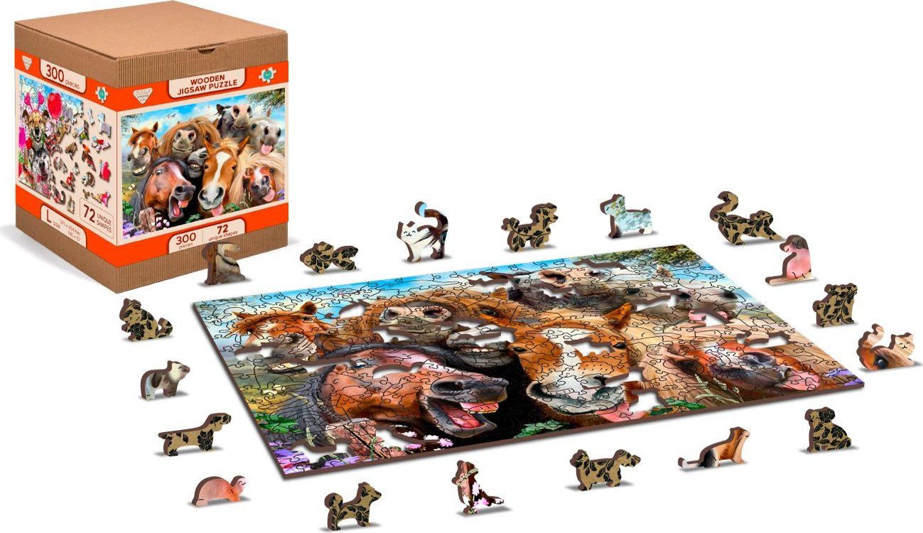 WOODEN CITY Dřevěné puzzle Koně všude kolem 2v1, 600 dílků EKO - obrázek 8