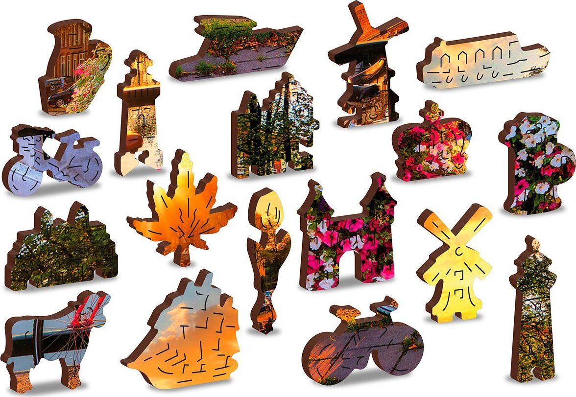 WOODEN CITY Dřevěné puzzle Kola v Amsterdamu 2v1, 600 dílků EKO - obrázek 5