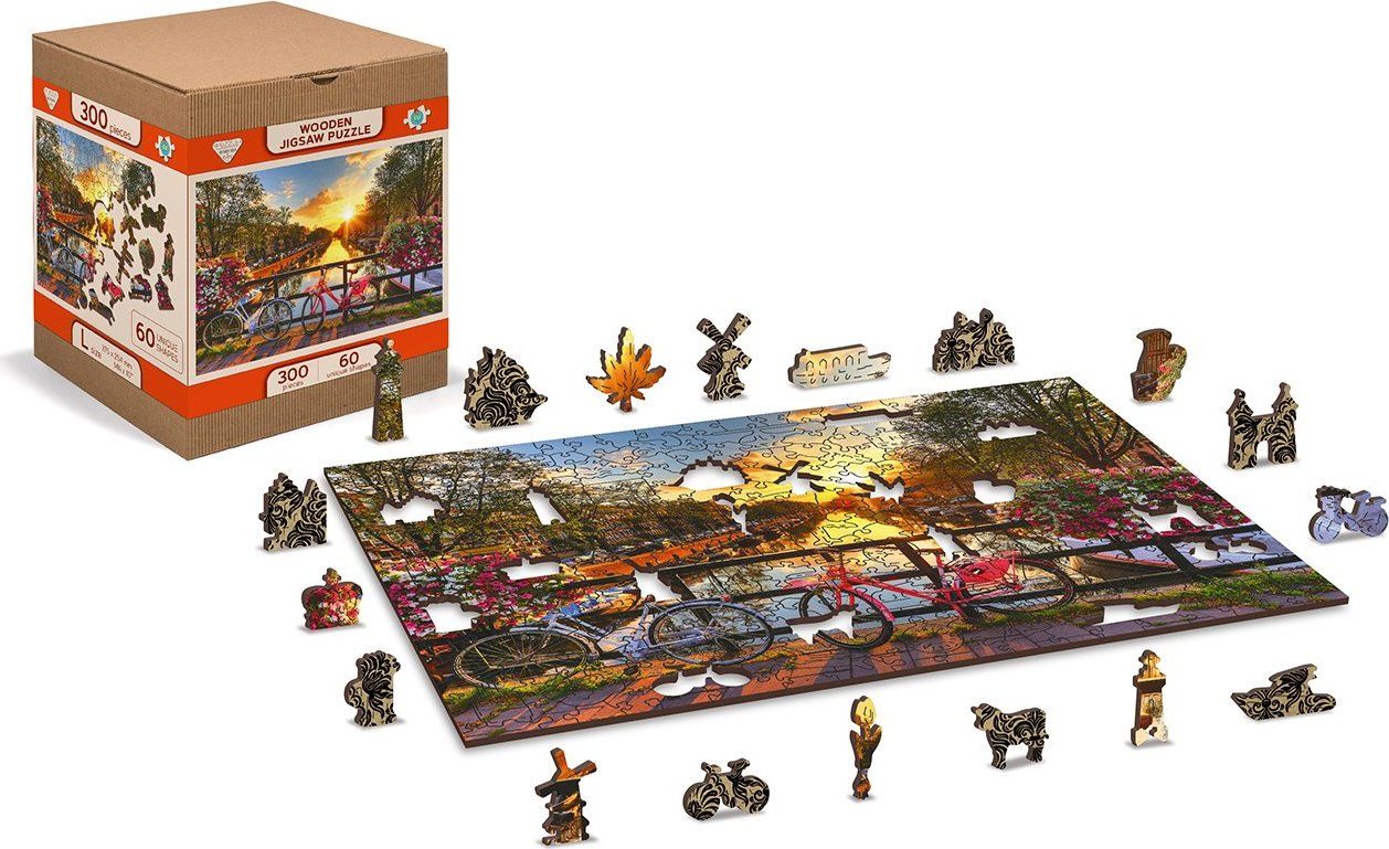 WOODEN CITY Dřevěné puzzle Kola v Amsterdamu 2v1, 600 dílků EKO - obrázek 7