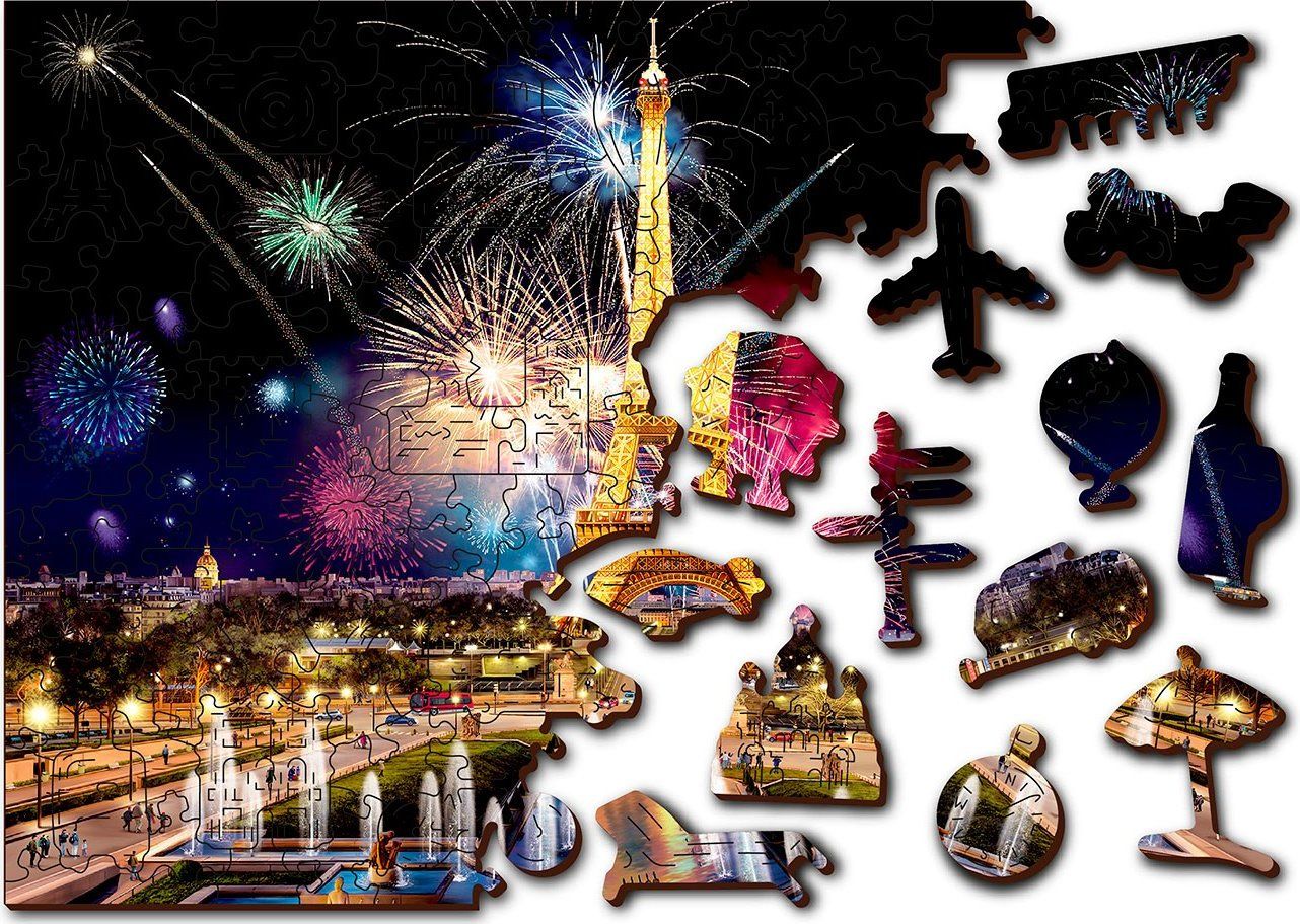 WOODEN CITY Dřevěné puzzle Noční Paříž 2v1, 600 dílků EKO - obrázek 4