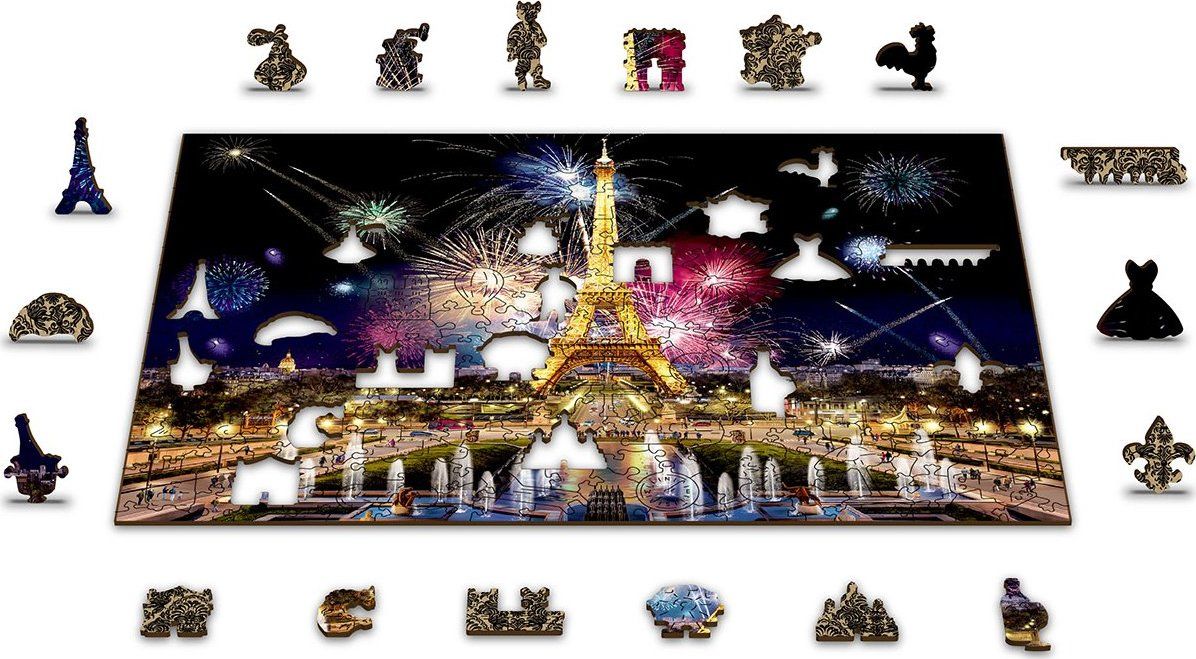WOODEN CITY Dřevěné puzzle Noční Paříž 2v1, 600 dílků EKO - obrázek 7