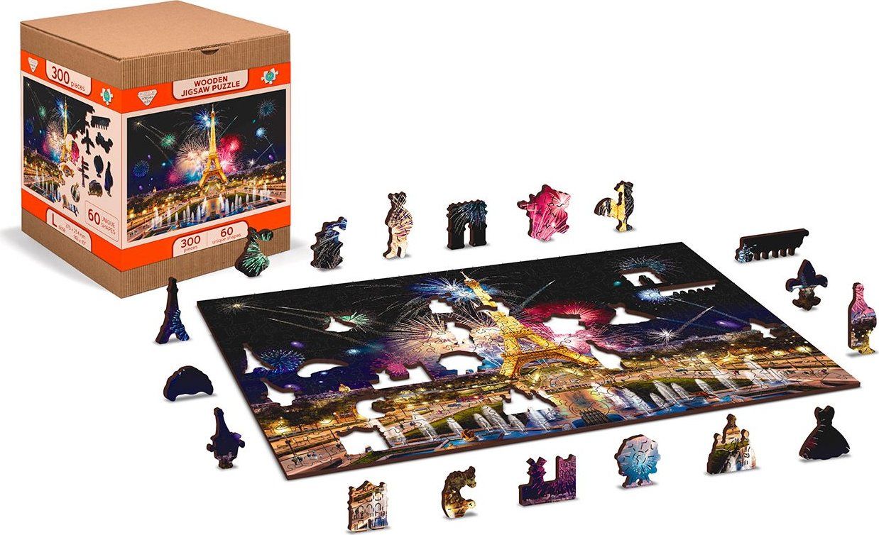 WOODEN CITY Dřevěné puzzle Noční Paříž 2v1, 600 dílků EKO - obrázek 8