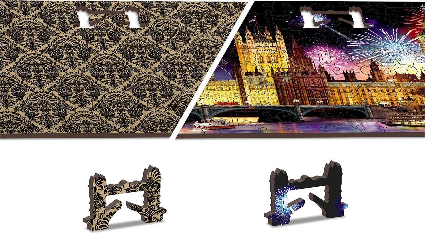 WOODEN CITY Dřevěné puzzle Noční Londýn 2v1, 600 dílků EKO - obrázek 6